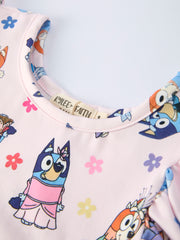 Spring Playful Character Print Girl Dress