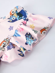 Spring Playful Character Print Girl Dress