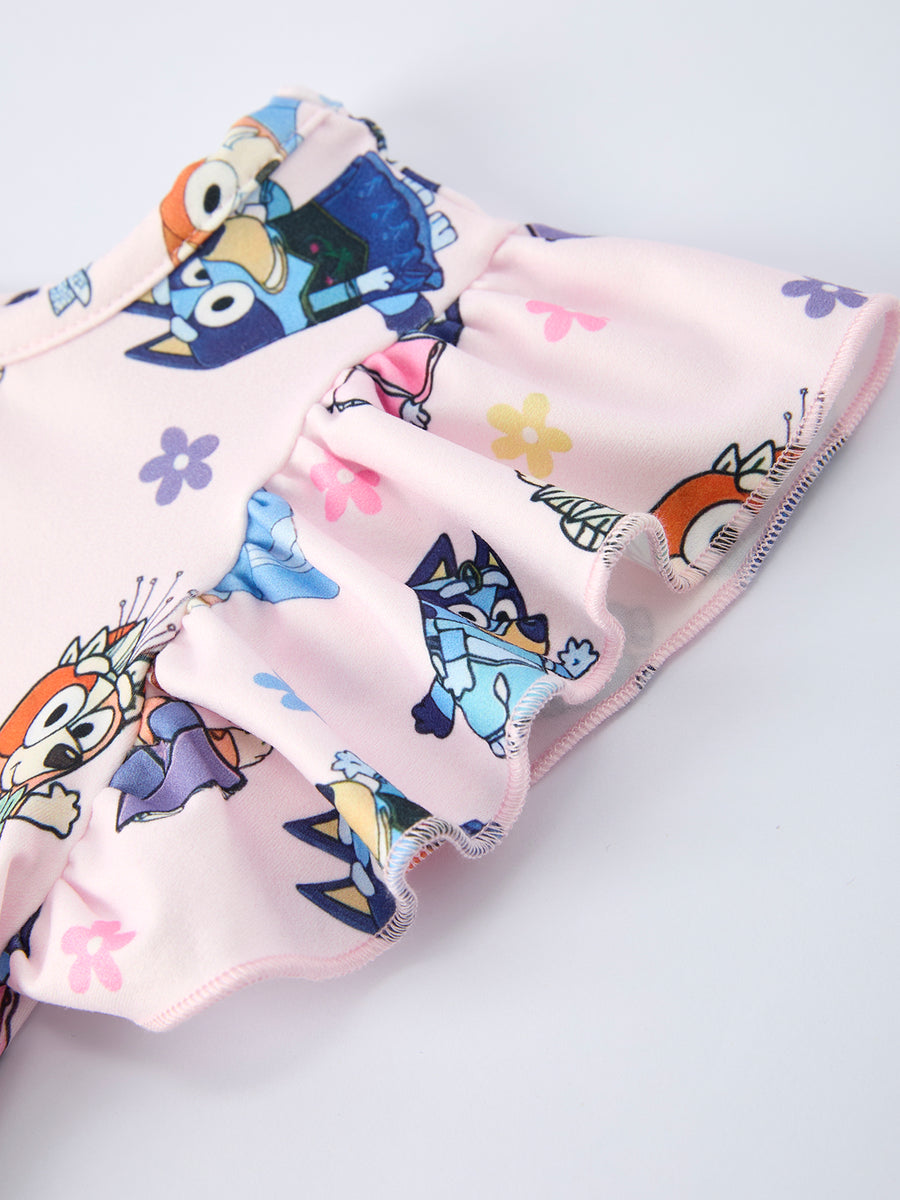 Spring Playful Character Print Girl Dress