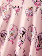 Pink Character Mirror Bow Print Girls' Dress