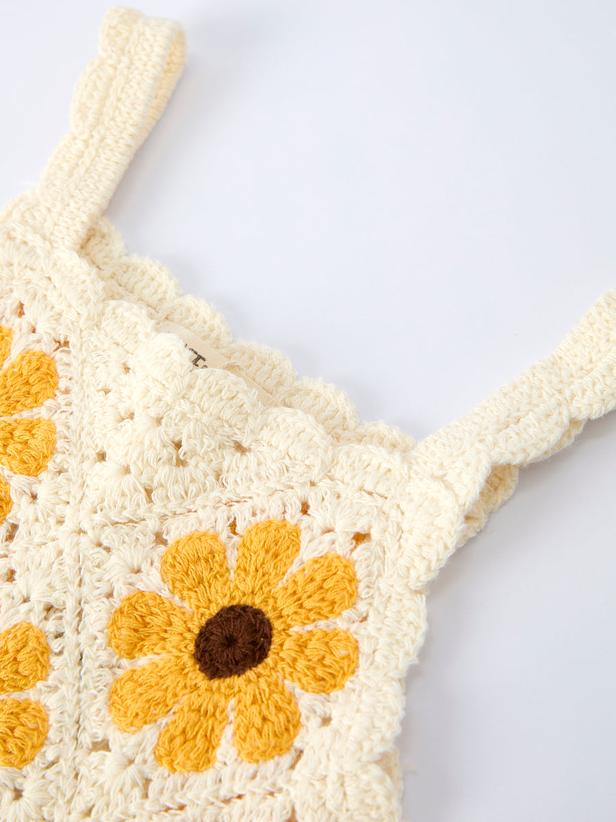 sunflower dress crochet pattern Easy Crochet Sunflower Dress for Children | Sizes 03 months to 56 years