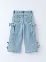 Wide-Leg Denim Pants With Pockets