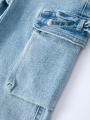 Wide-Leg Denim Pants With Pockets