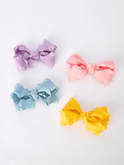 Ruffle Bow Girl Hair Clips 3.5 Inches-Multiple Colors Available