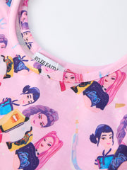 PREORDER Pink Characters Print Short Sleeve Girls Dress