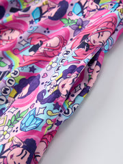 PREORDER Purple Characters Music Print Short Sleeve Girls Dress