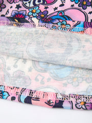 PREORDER Purple Characters Print Short Sleeve Girls Dress