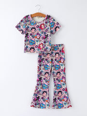 PREORDER Summer Girls Character  Space Print Flare Outfit