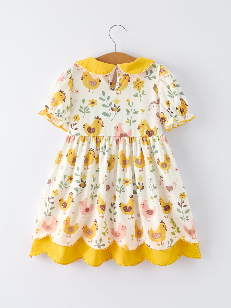 Spring Chick Scallop Short-Sleeve Girl Dress