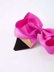 Back-to-school Pencil Bow Girls Hair Clips 3.5 inches