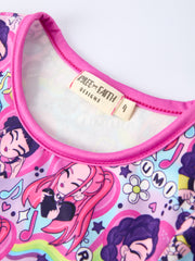 PREORDER Girls Purple Character Print Short Sleeve Pajamas Set