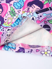 PREORDER Girls Purple Character Print Short Sleeve Pajamas Set