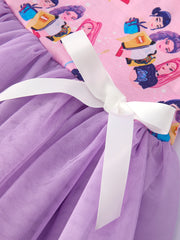 Pink Print Tutu Short Sleeve Girl Twirly Dress