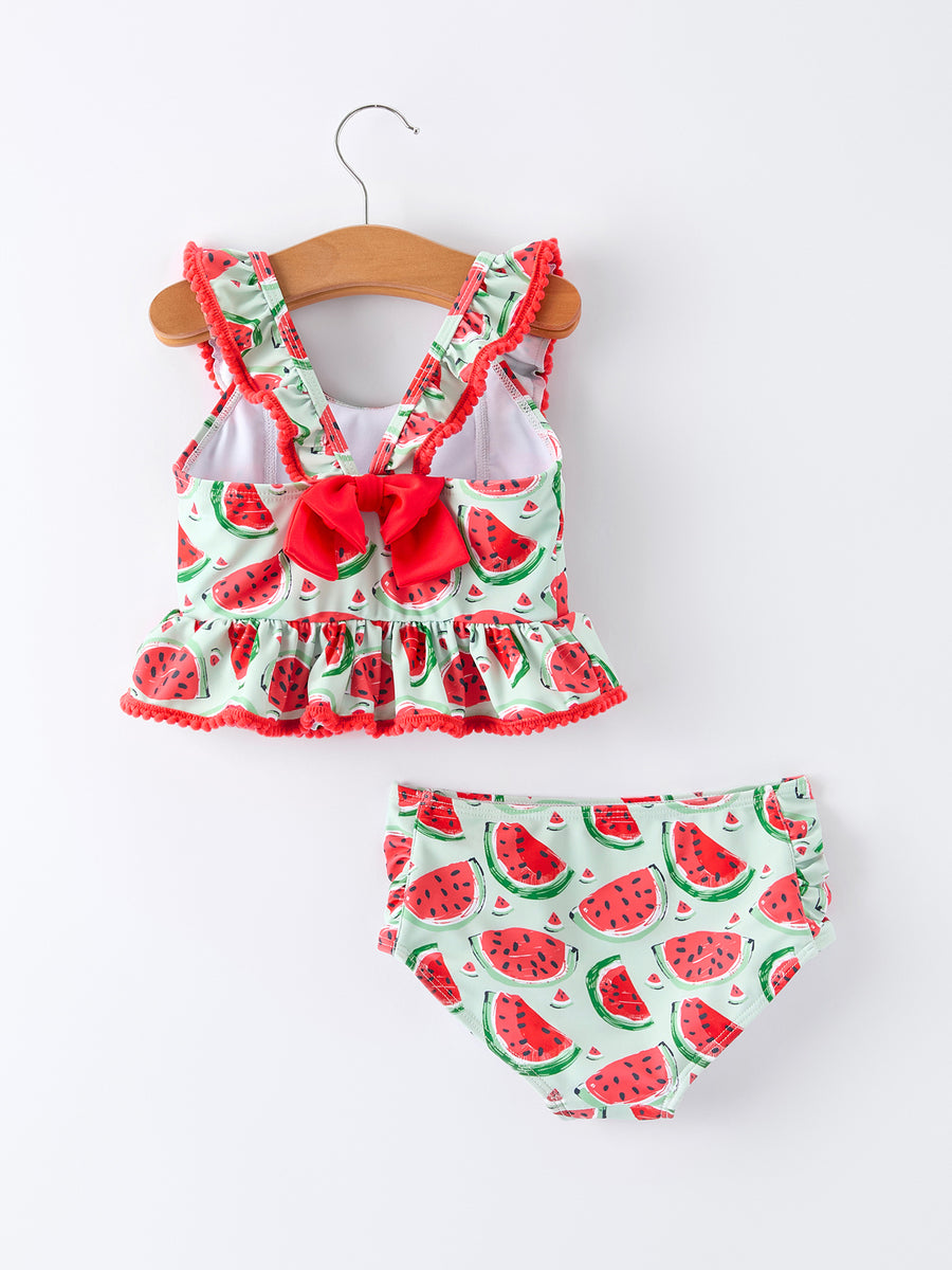 Summer Watermelon Ruffle Girl Swimwear Set
