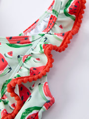Summer Watermelon Ruffle Girl Swimwear Set