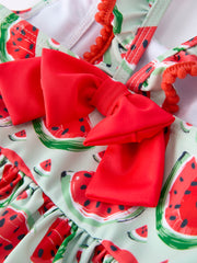 Summer Watermelon Ruffle Girl Swimwear Set