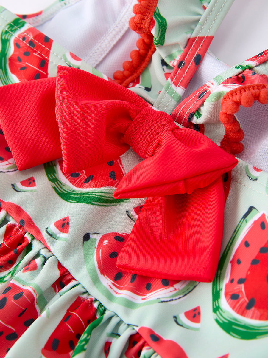 Summer Watermelon Ruffle Girl Swimwear Set