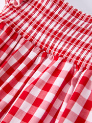 Summer Plaid Smocked Ruffle Girl Romper Sibling Outfits