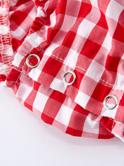 Summer Plaid Smocked Ruffle Girl Romper Sibling Outfits