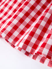 Summer Plaid Smocked Ruffle Girl Dress Sibling Outfits