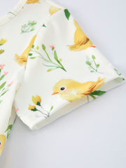 Easter Chick Floral Girls Twirl Short Sleeve Dress