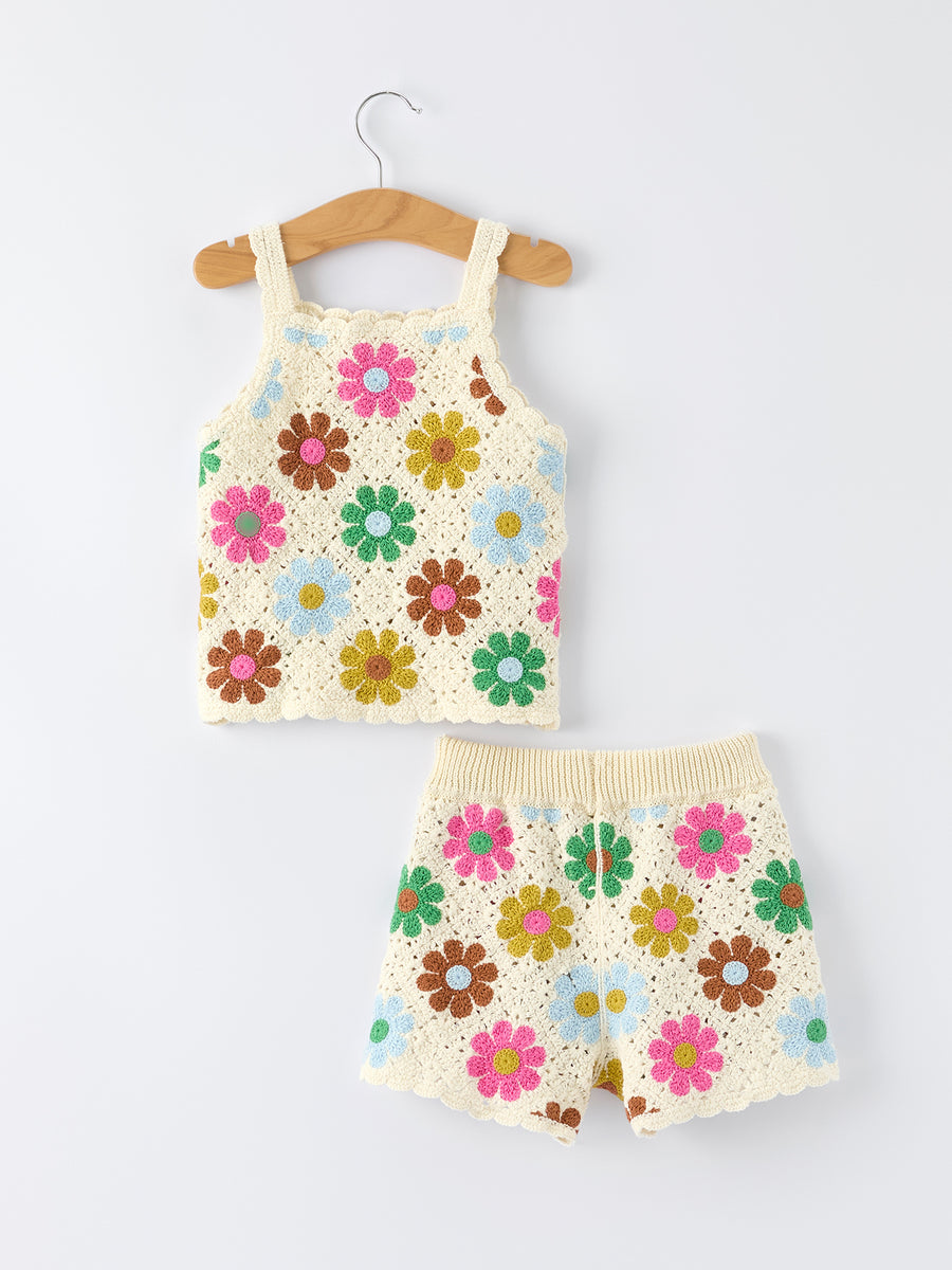 Summer Crochet Floral Girl Set