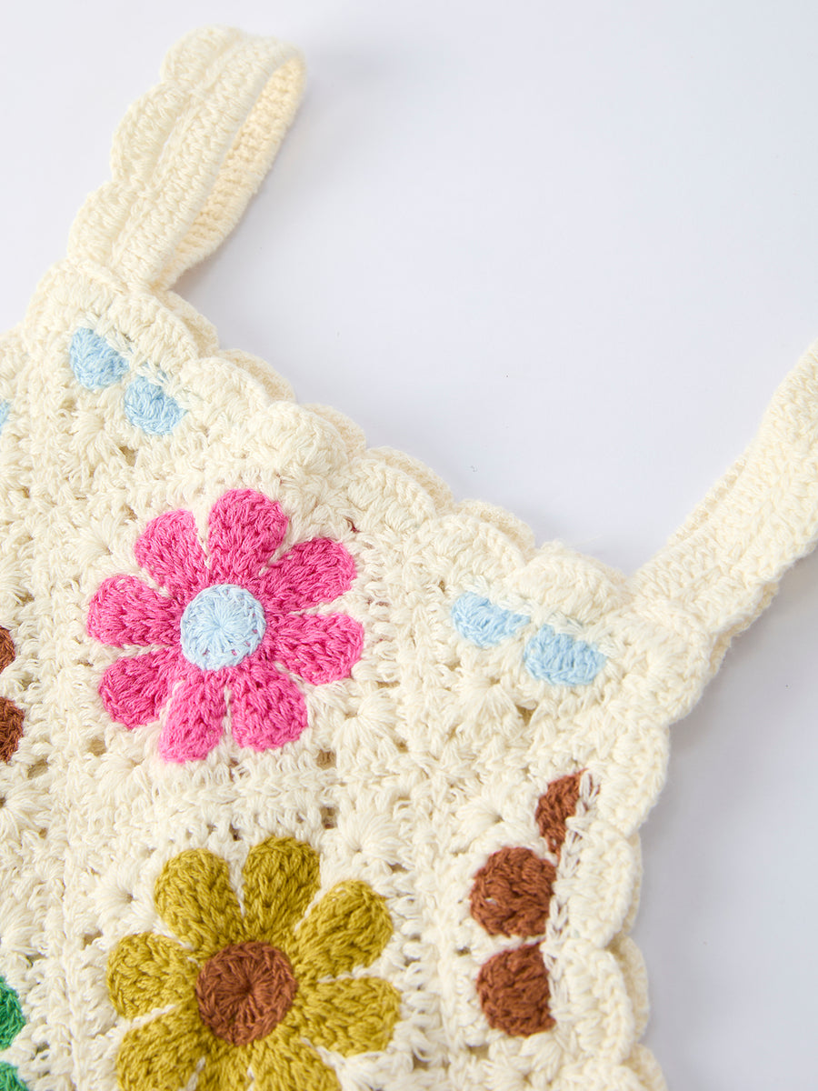 Summer Crochet Floral Girl Set