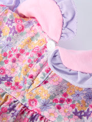 PREORDER  Spring Purple Floral Bow Ruffle Girl Bloomer Set