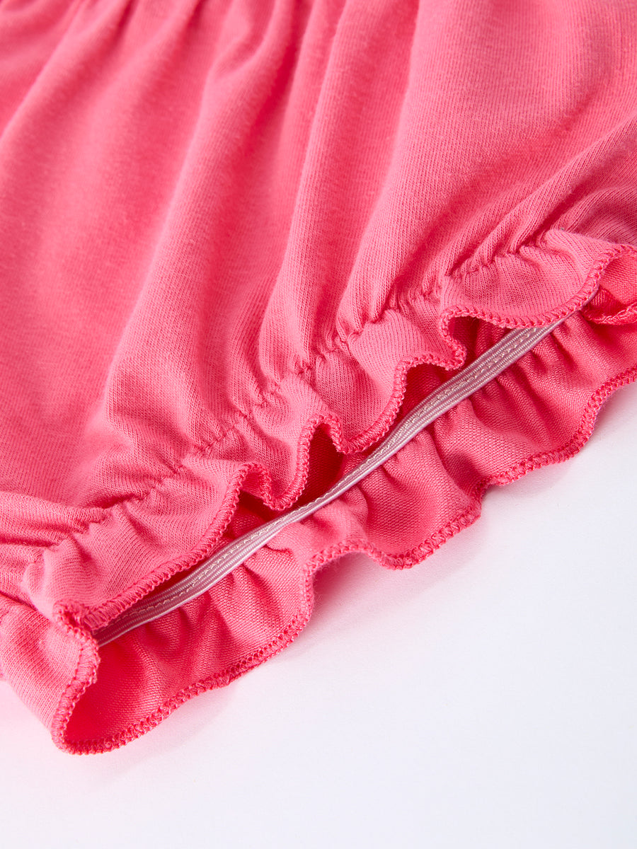 Spring Floral Bow Ruffle Girl Bloomer Set