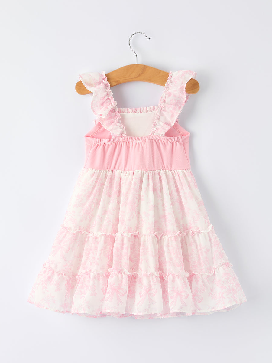 Summer Sweet Smocked Bow Ruffle Girl Dress