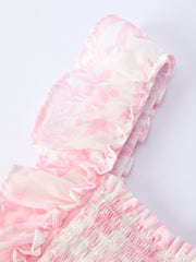 Summer Sweet Smocked Bow Ruffle Girl Dress