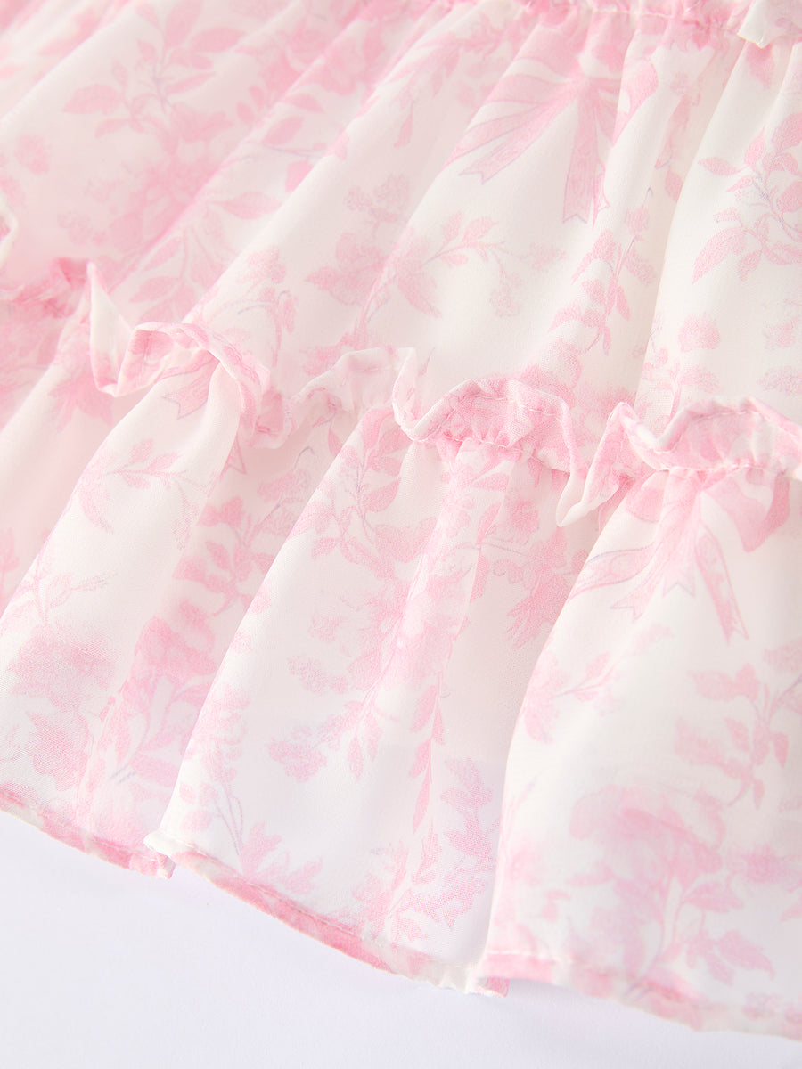 Summer Sweet Smocked Bow Ruffle Girl Dress