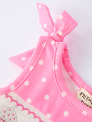 Summer Dessert Smocked Embroidered Pink Baby Girl Romper