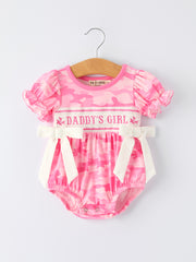 Camouflage "DADDY'S GIRL" Smocking Embroidery Girls Romper