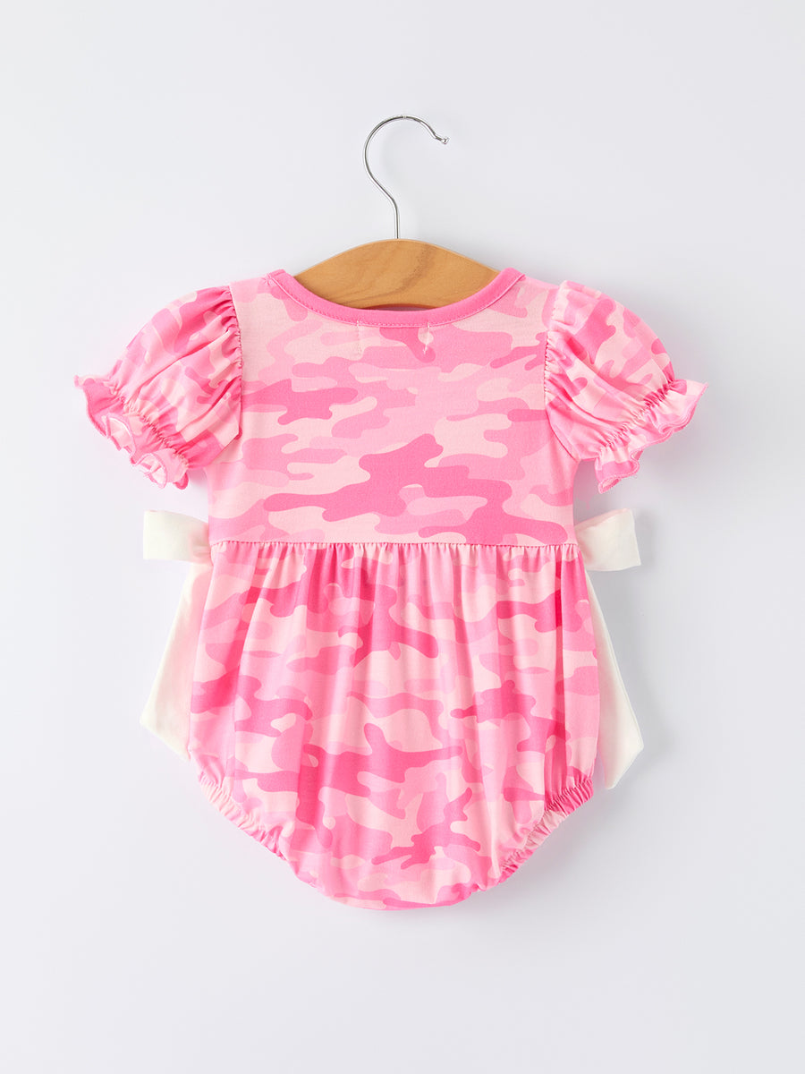 Camouflage "DADDY'S GIRL" Smocking Embroidery Girls Romper