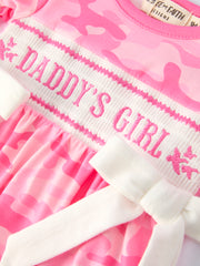 Camouflage "DADDY'S GIRL" Smocking Embroidery Girls Romper