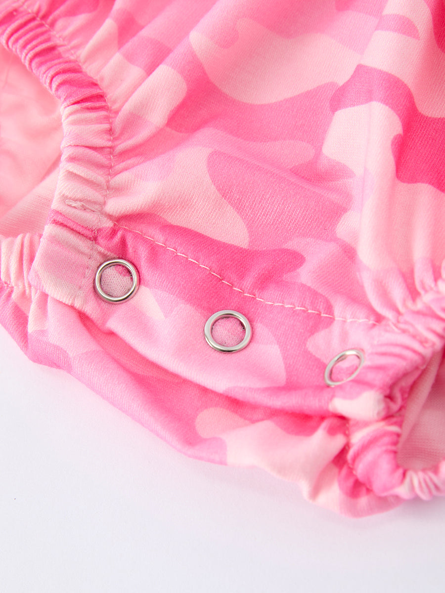 Camouflage "DADDY'S GIRL" Smocking Embroidery Girls Romper