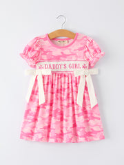 Pink Camouflage "DADDY'S GIRL" Smocking Embroidery Dress