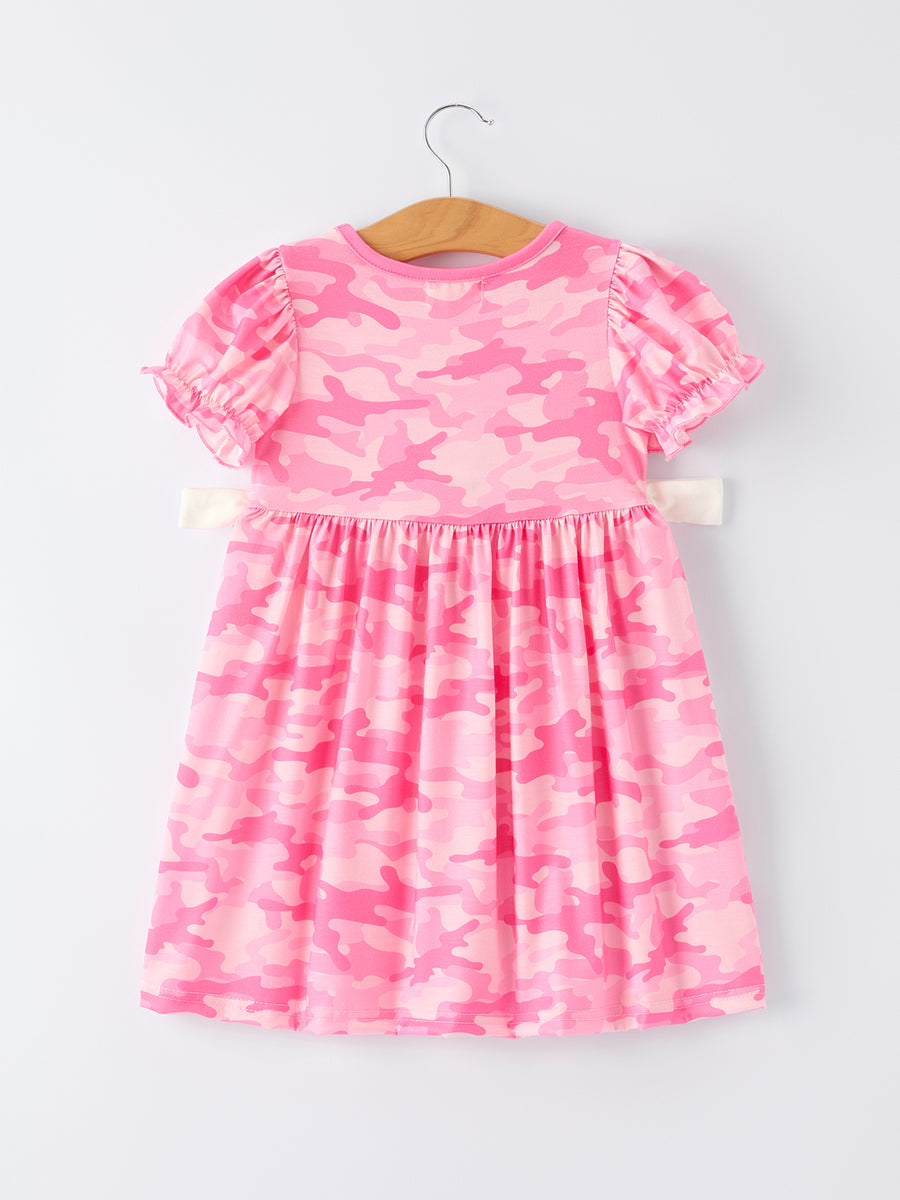 Pink Camouflage "DADDY'S GIRL" Smocking Embroidery Dress