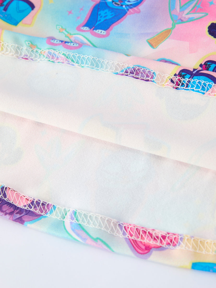 Summer Pop Star Print Girl Twirly Colorful Short Sleeve Dress