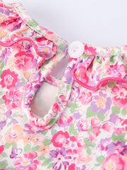 Easter Colorful Floral Bunny Embroidery Bow Ruffle Girl Bloomer Set