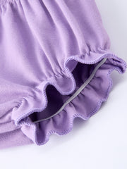 Easter Colorful Floral Bunny Embroidery Bow Ruffle Girl Bloomer Set