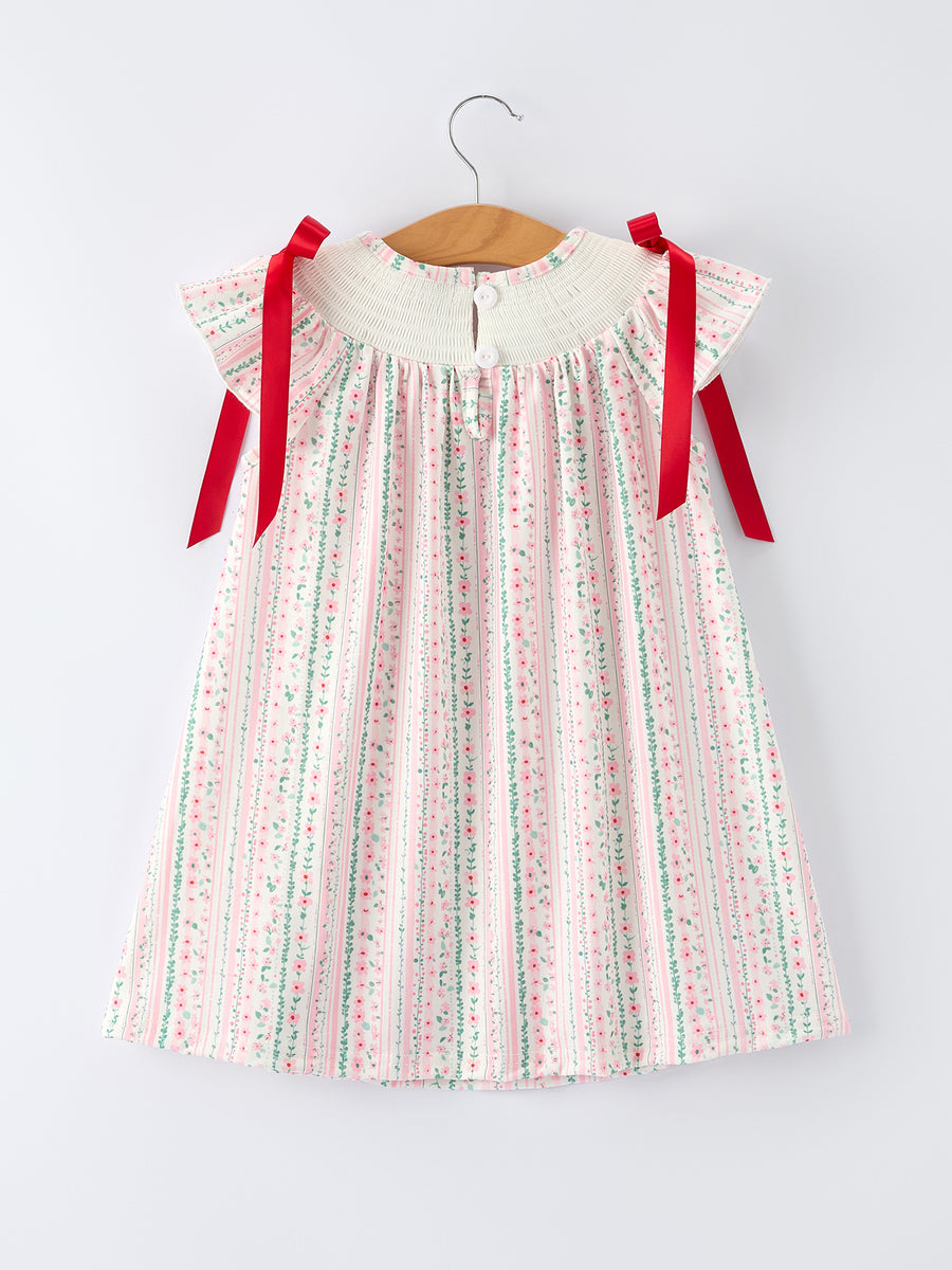 Pink Spring Floral Smocked Girl Dress