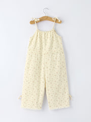 Floral Baby Girl Sleeveless Jumpsuit with Pockets