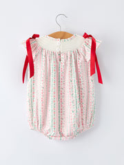 Pink Spring Floral Smocked Baby Girl Romper