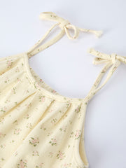 Floral Baby Girl Sleeveless Jumpsuit with Pockets