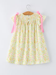Spring Floral Smocked Girl Dress