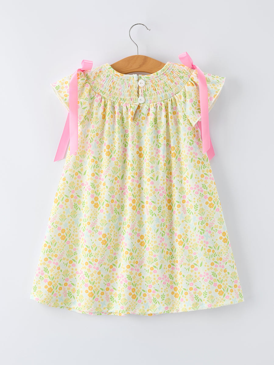 Spring Floral Smocked Girl Dress