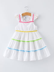 Summer Rainbow Girls Ruffle Strap Dress