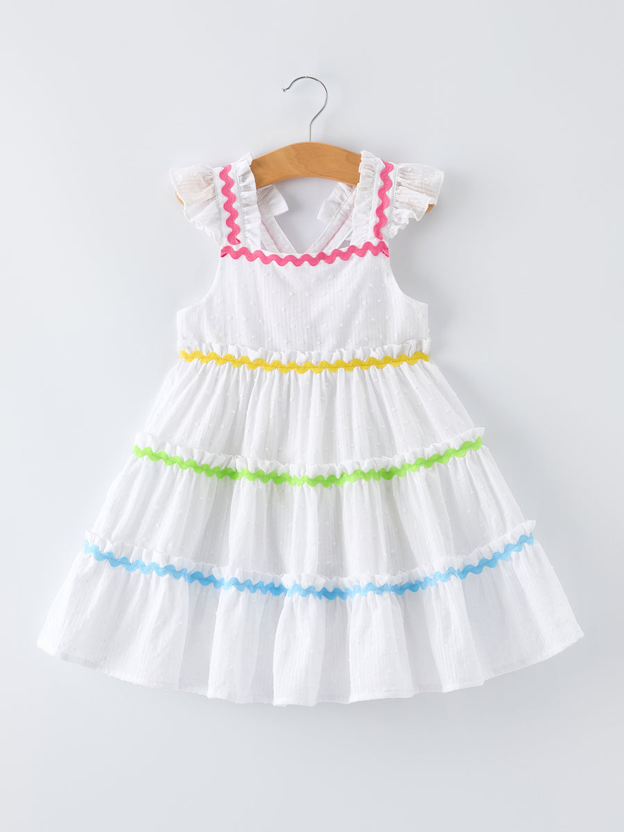 Summer Rainbow Girls Ruffle Strap Dress